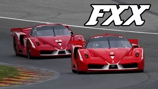 5x Ferrari FXX EVO screaming around Spa