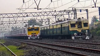 Four EMU trains + Kalka Mail back to back to crossing at Barddhaman Chord line and main line