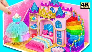 (Cute) Build Amazing Pink Castle Bedroom and DIY Princess Dress from Clay ❤️ DIY Miniature House