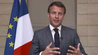 Emmanuel Macron, President of France address during the High Level Welcome to WHA73