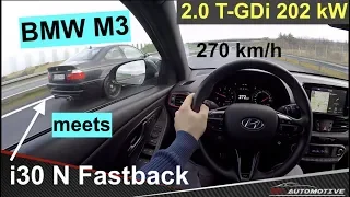 AUTOBAHN 270 km/h (170 MPH) | Hyundai i30 N meets BMW M3 (E46) | POV Top Speed