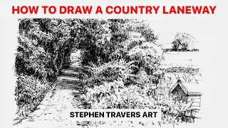 How to Draw a Country Lane - Freehand in Ink Line