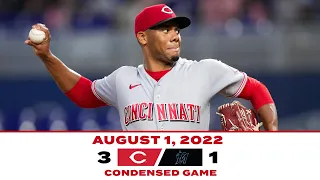 Condensed Game 8-1-22 Reds beat Marlins 3-1