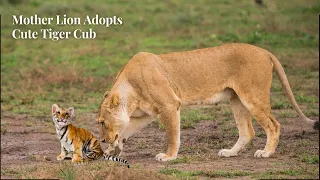 Mother Lion Adopts a Cute Tiger Cub