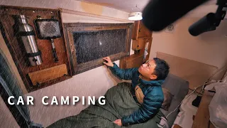 [Winter car camping] Stay in the car to enjoy the winter rain alone. ｜ DIY light truck camper ｜ 84