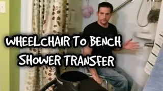 Paraplegic Wheelchair Transfer to Shower Bench #paraplegic #wheelchair #spinalcord #paralyzed