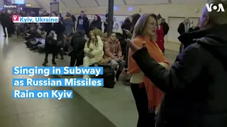 Singing in Subway as Russian Missiles Rain on Kyiv  | VOA News