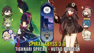 C0 Tighnari Spread and C1 Hutao Burgeon - Genshin Impact Abyss 3.0 - Floor 12 9 Stars