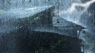 ⚡ Strong Rain Thunderstorm Sounds for Sleeping | Heavy Rain & Intense Thunder on Old House at Night