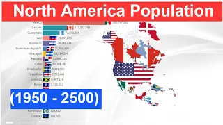 Most Populated Countries in North America  (1950 -  2500) North America Population