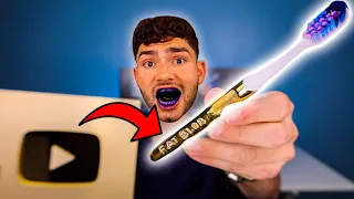 I Turned The Gold YouTube PlayButton into a Toothbrush!