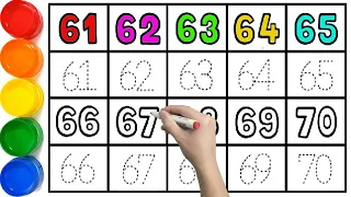 How to Paint, Read & Write Numbers 61 to 70 Easy for Children - Ks Art #writenumbers