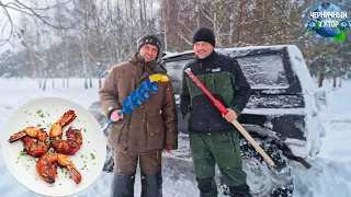 Распаковка посылки из Москвы. Готовим креветки по рецепту от подписчика. Рыбалка на лесном озере.