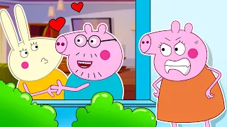 Noway, Daddy Pig love Mrs Rabbit! Mommy Pig is SO SAD -  Peppa Pig Funny Animation