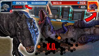 MAJUNGASAURUS LEVEL 999 vs OMEGA 09 LEVEL 100 | Jurassic World: The Game