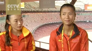 Interview with China's winners of gold & silver medals in women's 20km race walk