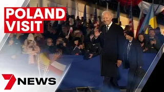 Joe Biden gives historic address at Warsaw's Royal Castle | 7NEWS