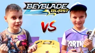 Beyblade BATTLE 🥊 Super Tim VS Edik FunTube! Who is COOLER plays Beyblade Burst?