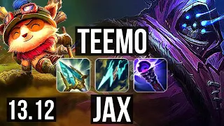 TEEMO vs JAX (TOP) | 2.7M mastery, 7/1/5, 1500+ games, Godlike | KR Master | 13.12