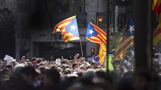 Pro-independence protesters rally after Catalan officials arrested – video report