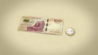 Billete de 100 pesos y moneda de 20 pesos, conmemorativos del Centenario de la Constitución de 1917