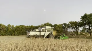 Gleaner L3 working into the evening on soybean harvest of 2021