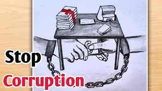 Anti Corruption Day Drawing | Say no to Corruption Drawing Easy | Stop Corruption Poster Drawing