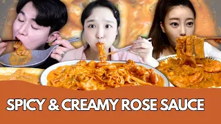 Eating ROSE GLASS NOODLES: ASMR Mukbang Compilation