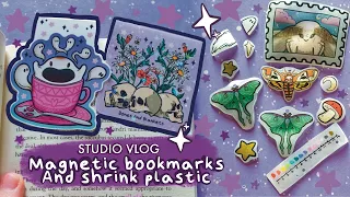 I Make Shrink Plastic Charms for the first time | Making Magnetic Bookmarks | STUDIO VLOG 60