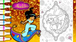 Disney Princess Jasmine Coloring Video #15 | Glitter Coloring Disney princess Jasmine