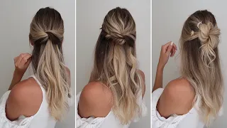 3 Half up half down hairstyles // Hair tutorial