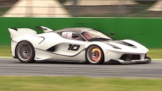 Ferrari FXX K In Action at Monza for the First Time!! - Downshifts, Flames, Glowing Brakes More!!