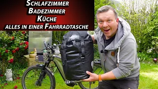 Zelt, Isomatte , Schlafsack,  Kocher für E-Bike Touren und Abenteuer.