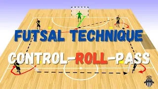 Futsal Technique Training Drill | Control - Roll - Pass