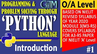 #1 Chapter-1 Introduction To Python  Language|O Level|A Level  |GIITM