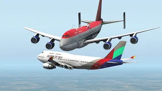 Two Boeing 747 Almost Collide Mid-Air | X-Plane 11