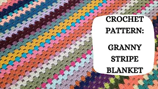 Crochet Pattern: Granny Stripe Blanket | Tutorial, DIY, Beginner Crochet, Easy Crochet Afghan,Cute 🌈