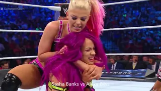 Sasha Banks def Alexa Bliss Raw Women’s Championship Match WWE SUMMERSLAM 2017