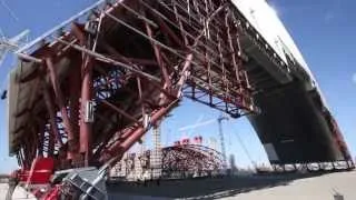 Skidding of eastern half of New Safe Confinement at Chernobyl Nuclear Power Plant