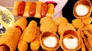 ASMR CHEESE BALLS, CORN DOG, FRIES, NUGGETS, CHEESE STICK, SAUSAGE eating sounds MUKBANG뿌링사이드 전메뉴 먹방