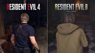 Resident Evil 4 Remake vs Resident Evil 8 Village - Gameplay, Physics and Details Comparison