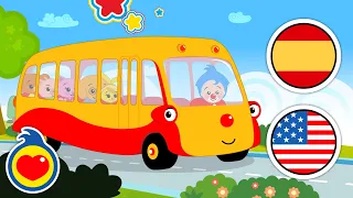 Las Ruedas Del bus - The Wheels On The Bus  ♫ Canciones de Plim Plim Para Aprender Español & Ingles