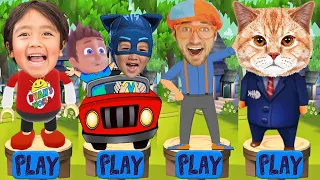 Tag with Ryan vs Pj Masks Catboy vs Cat Runner vs Blippi World Adventure Run Gameplay