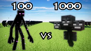 100 Mutant Enderman Vs 1000 Wither | Minecraft