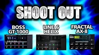 Boss GT-1000 VS Line 6 Helix VS Fractal AX8 SHOOT OUT - by Glenn DeLaune