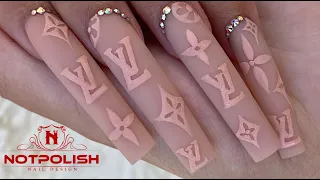 BEGINNER LOUIS VUITTON NAIL DESIGNS I EASY 3D DESIGNER NAILS I SUGAR EFFECTS I TAPERED SQUARE SHAPE