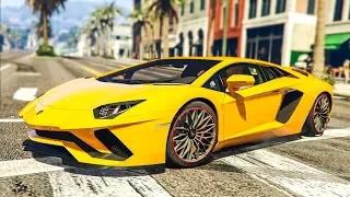 CRAZY REAL LIFE CAR STUNT! - (GTA 5 Lamborghini Aventador Mod)