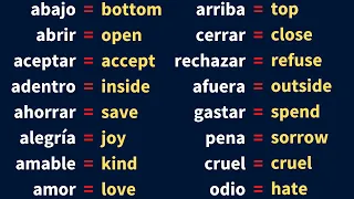 Spanish Opposite Words