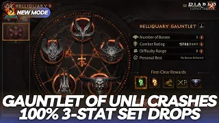 Diablo Immortal - Helliquary Gauntlet Of Unli Crashes, 100% 3-Stat Set Drops