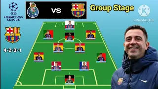 FC Porto vs Barcelona Line Up 4-2-3-1 With Alonso Group Stage Champions League 2023/2024